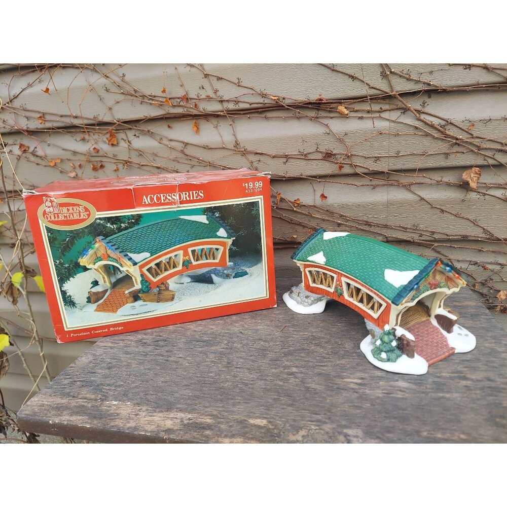 Dickens Village Porcelain Covered Bridge Christmas Accessory 1998 w/ Box